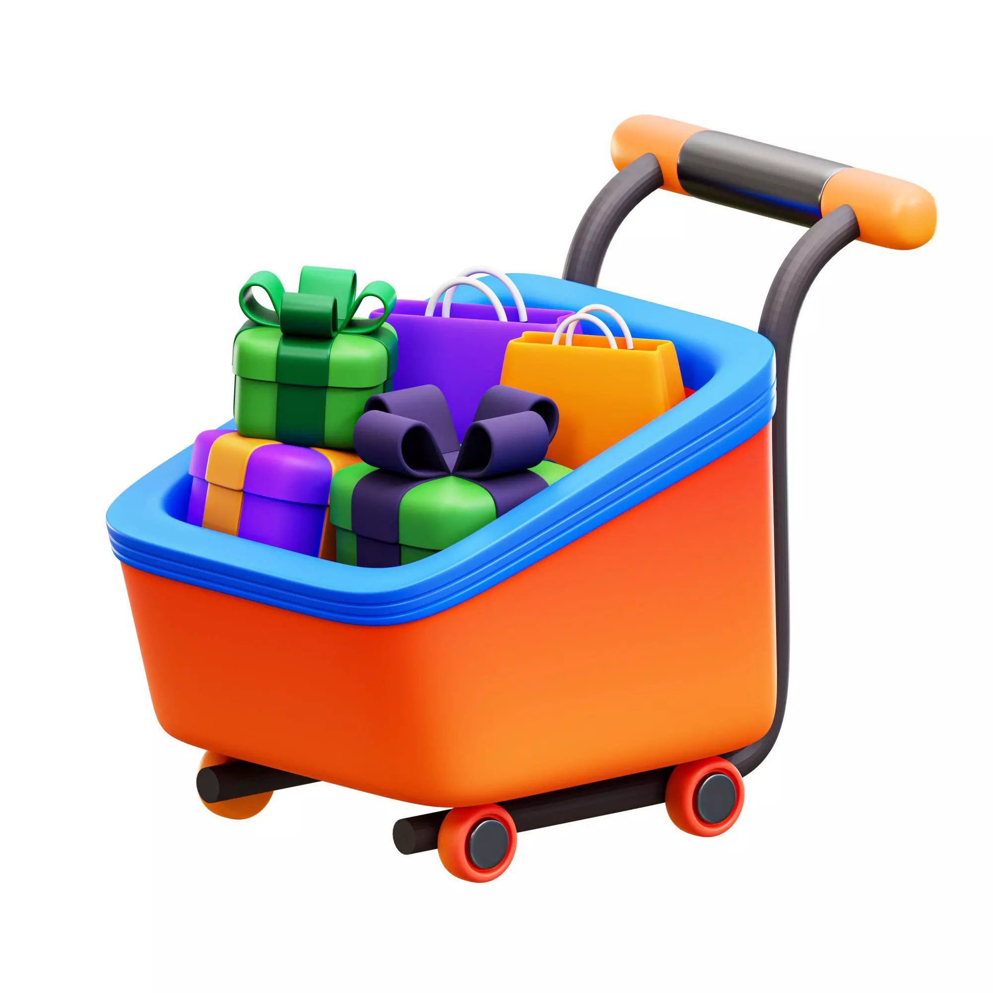 Shopping Cart Icon Low-poly 3D model_0
