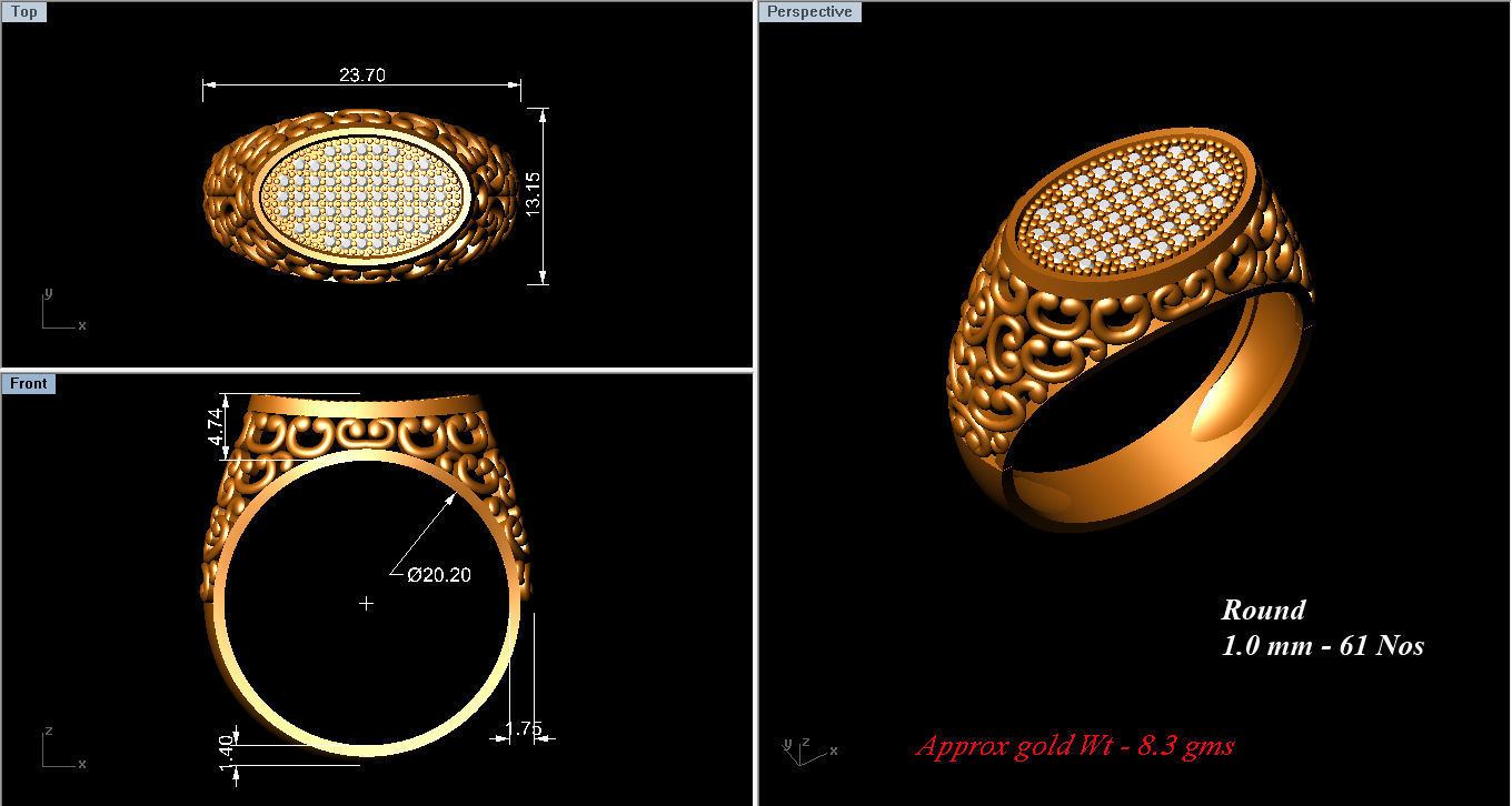 Solitaire Engagement Wedding Men Rings 3D print model_8