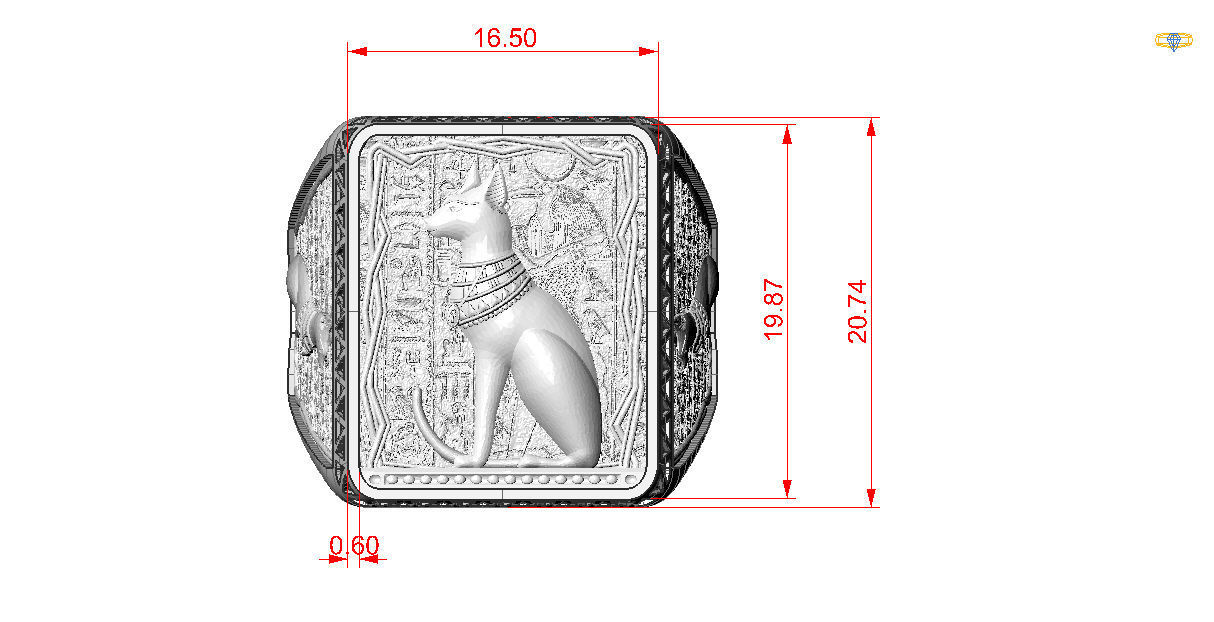 Egyptian Cat ring 3D print model_7