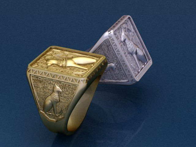 Egyptian Cat ring 3D print model_3
