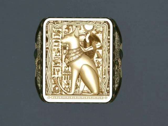 Egyptian Cat ring 3D print model_0