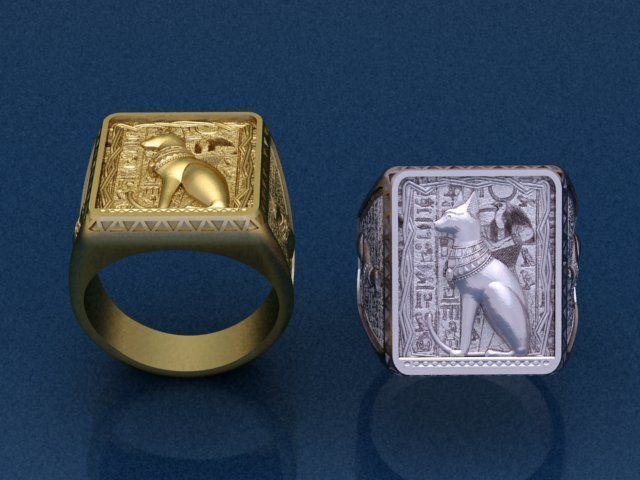 Egyptian Cat ring 3D print model_2