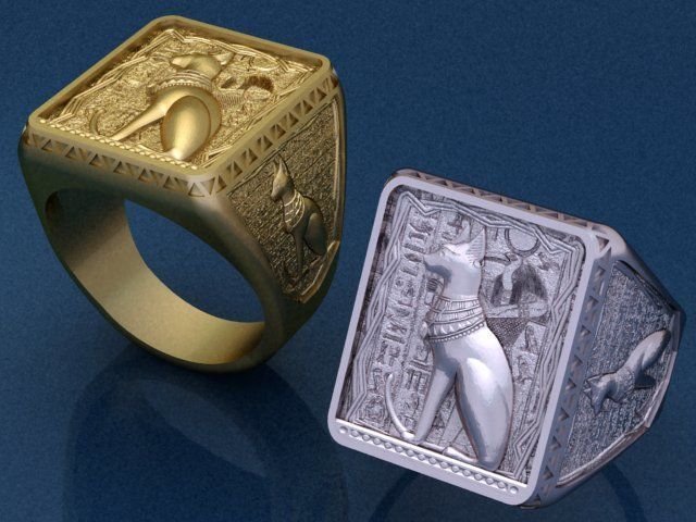 Egyptian Cat ring 3D print model_4