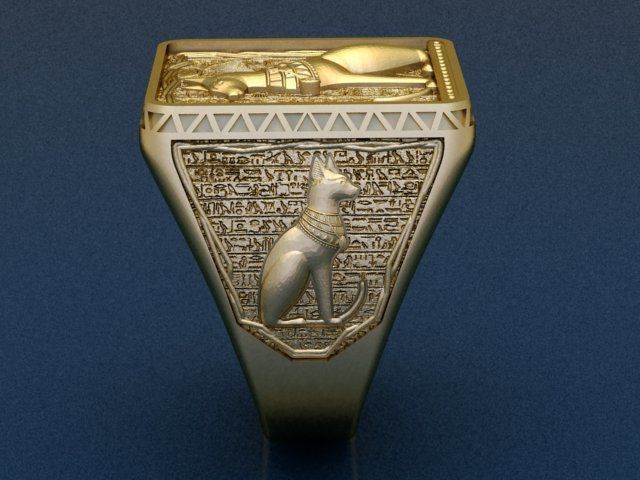 Egyptian Cat ring 3D print model_1