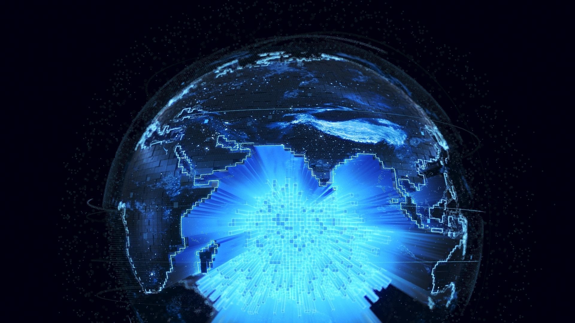 Animated Hologram Planet Earth v6 3D model_10