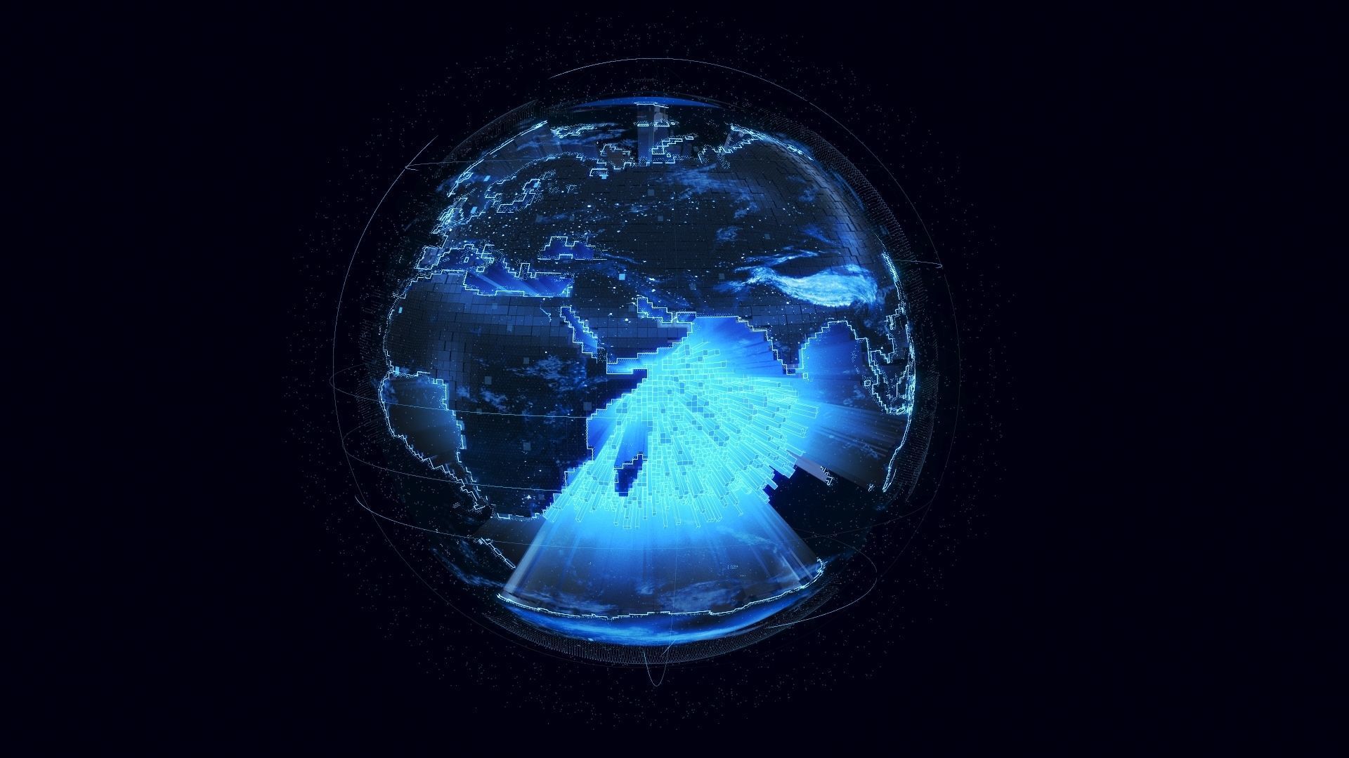 Animated Hologram Planet Earth v6 3D model_2