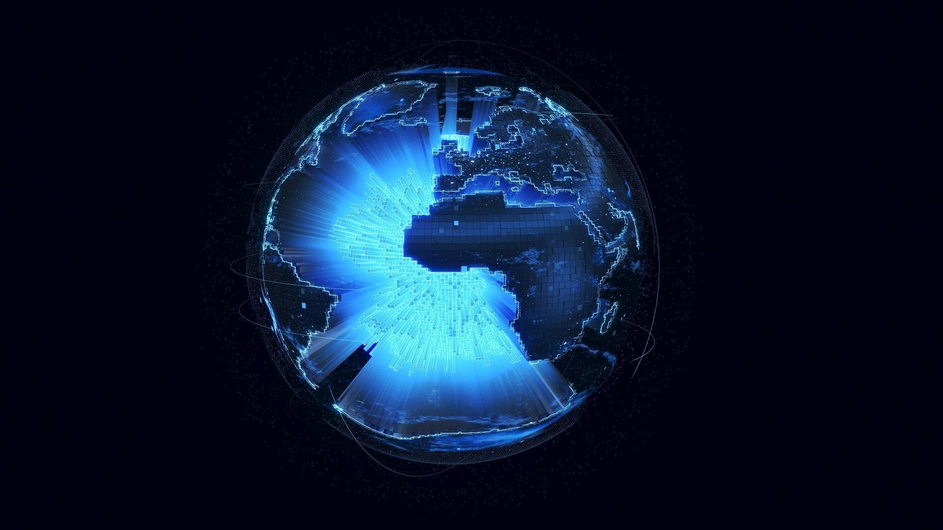 Animated Hologram Planet Earth v6 3D model_5