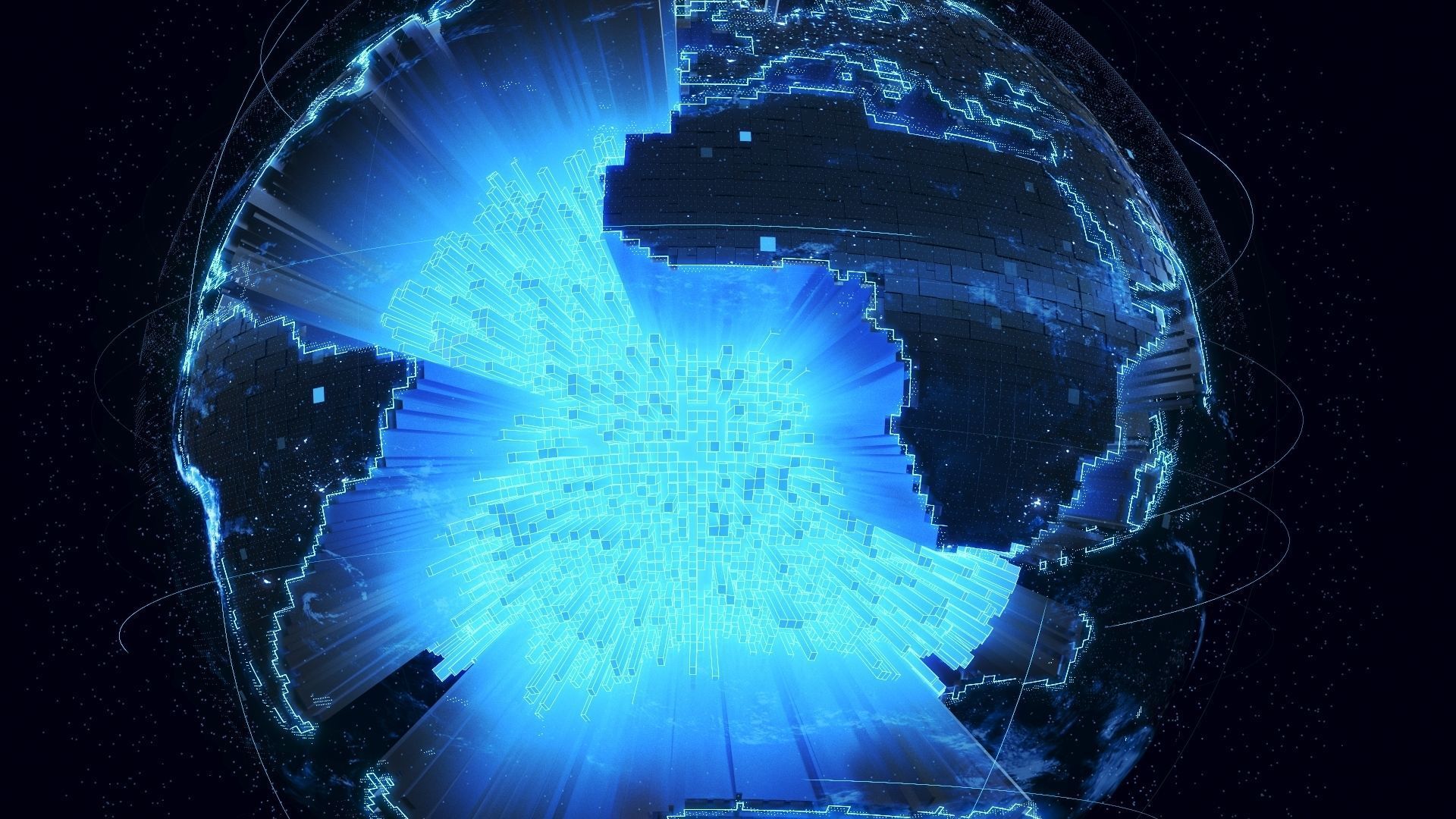 Animated Hologram Planet Earth v6 3D model_12