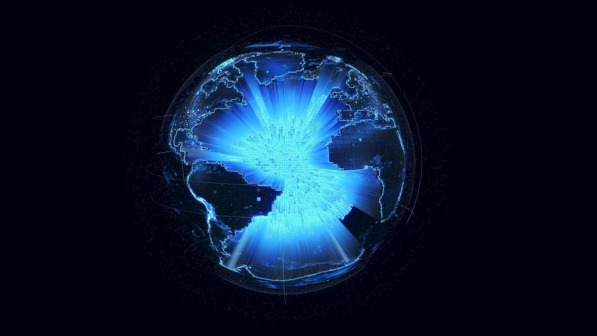 Animated Hologram Planet Earth v6 3D model_6