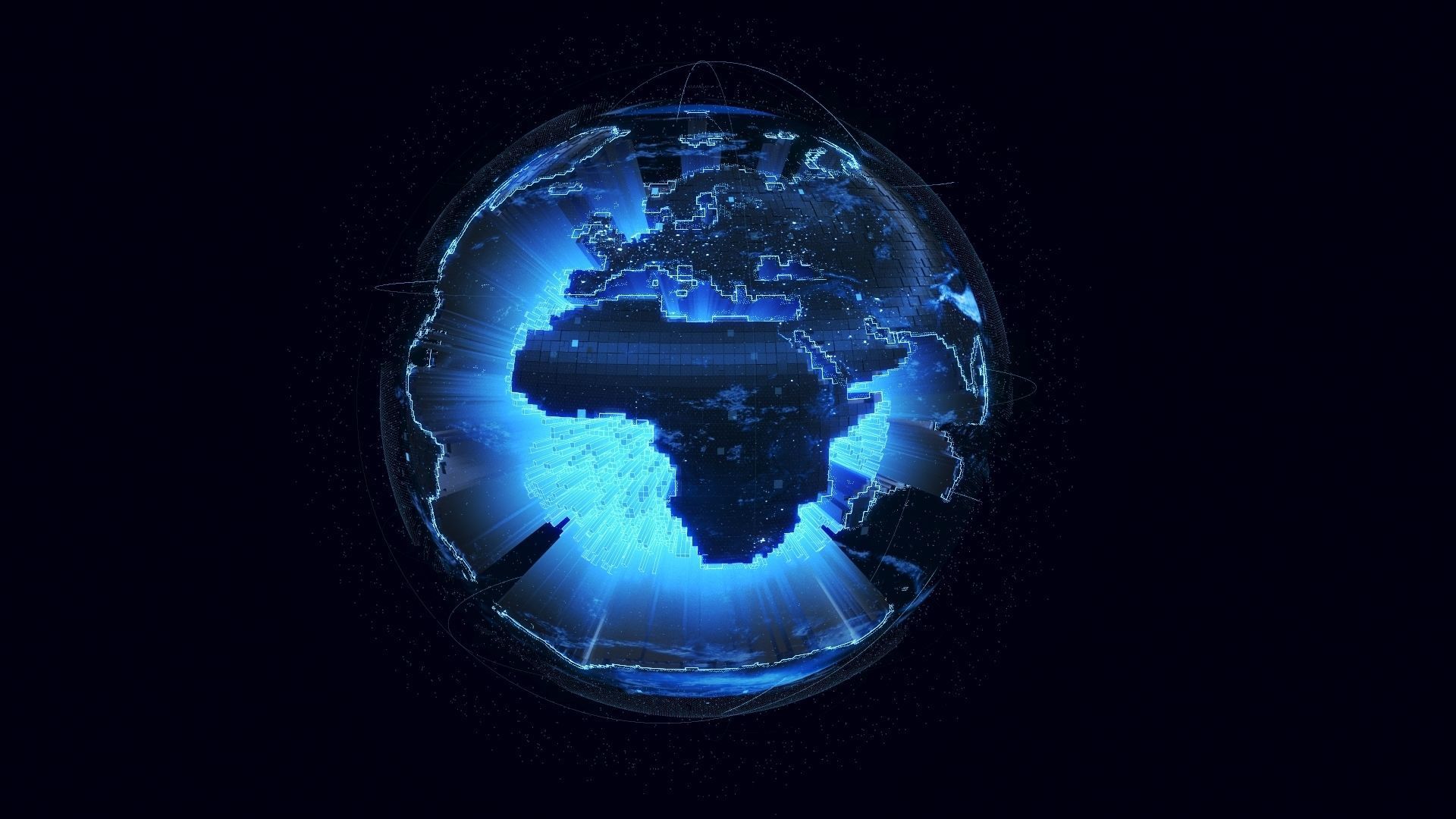 Animated Hologram Planet Earth v6 3D model_4