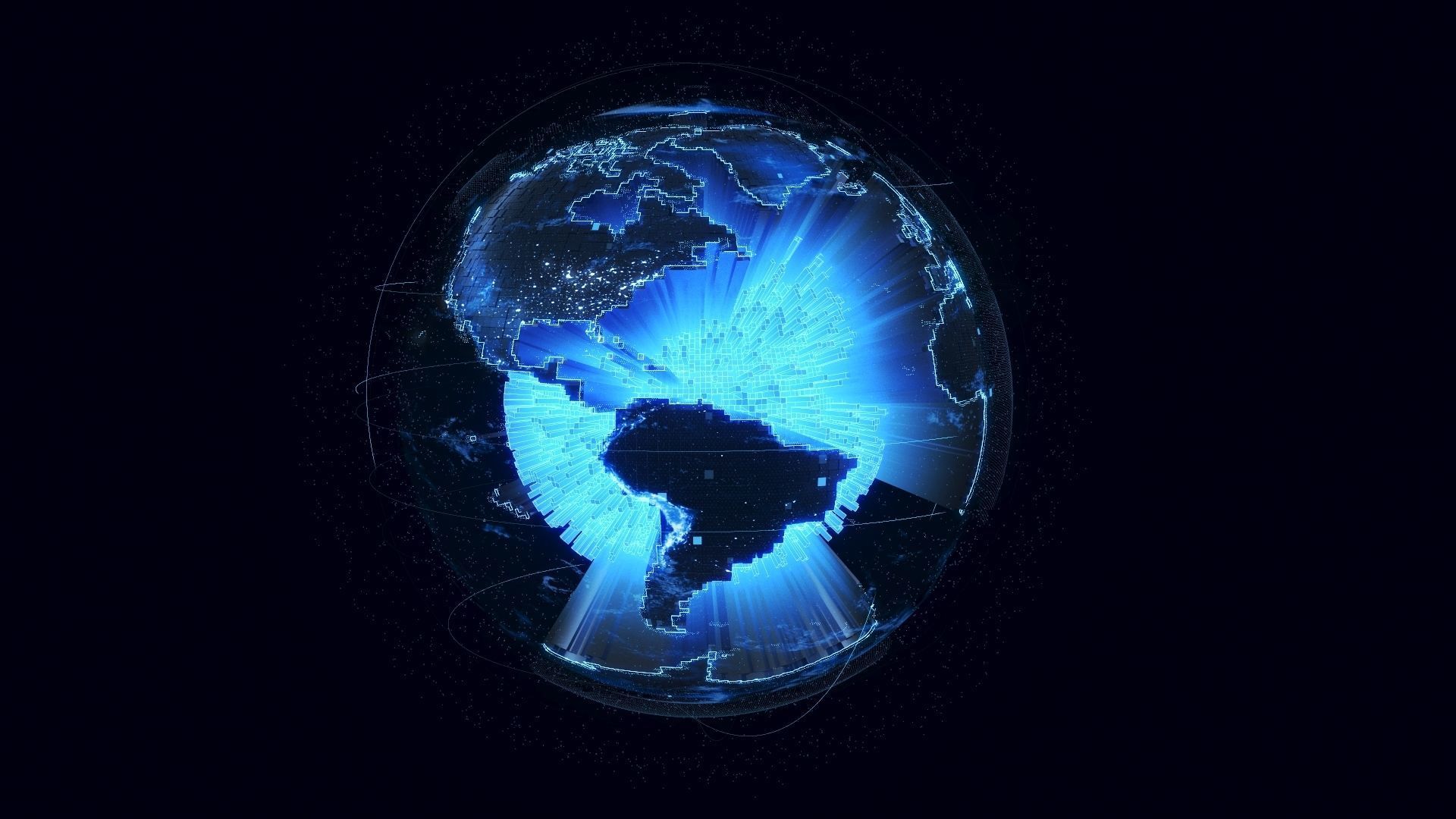 Animated Hologram Planet Earth v6 3D model_7