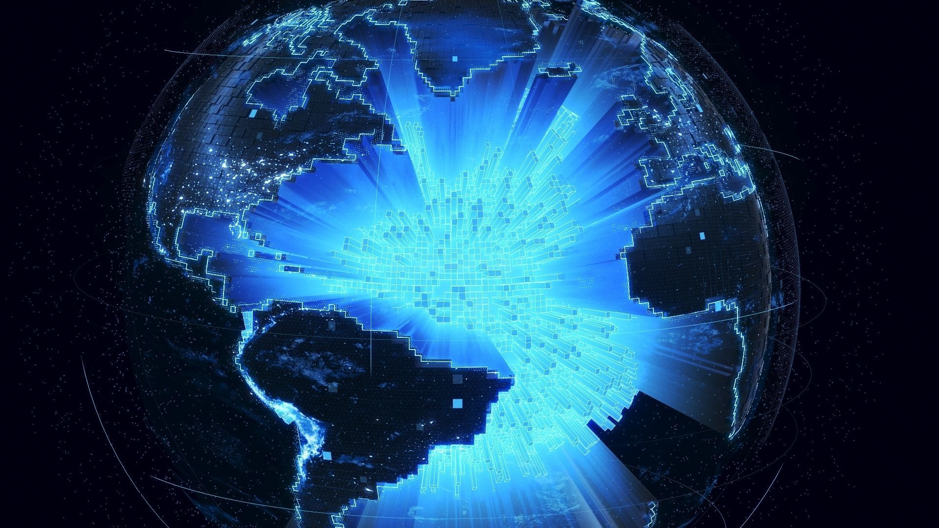 Animated Hologram Planet Earth v6 3D model_11