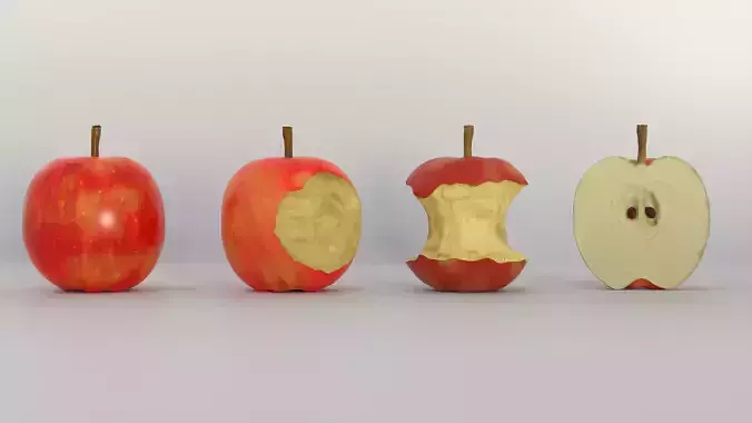 Apple Set and Low-poly 3D model