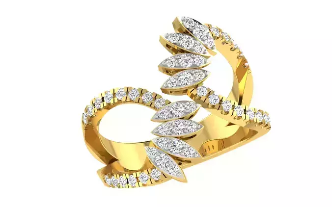 Solitaire Engagement Wedding Women Bypass Ring 3D print model