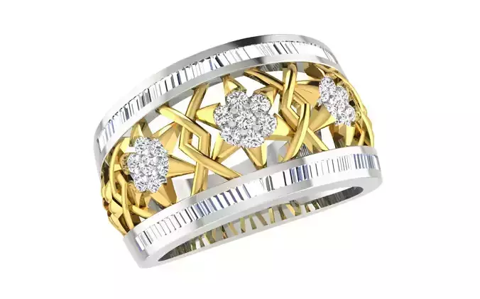 Solitaire Wedding Women Flower Band Ring 3dm STL OBJ FBX Details 3D print model