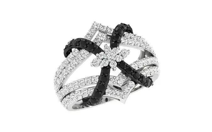 Solitaire Engagement Wedding Women Four Band Bypass Ring