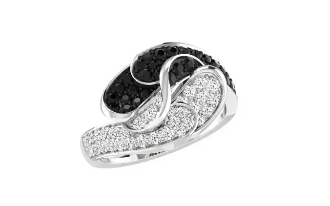 Solitaire Engagement Wedding Women Bypass Ring  3D print model