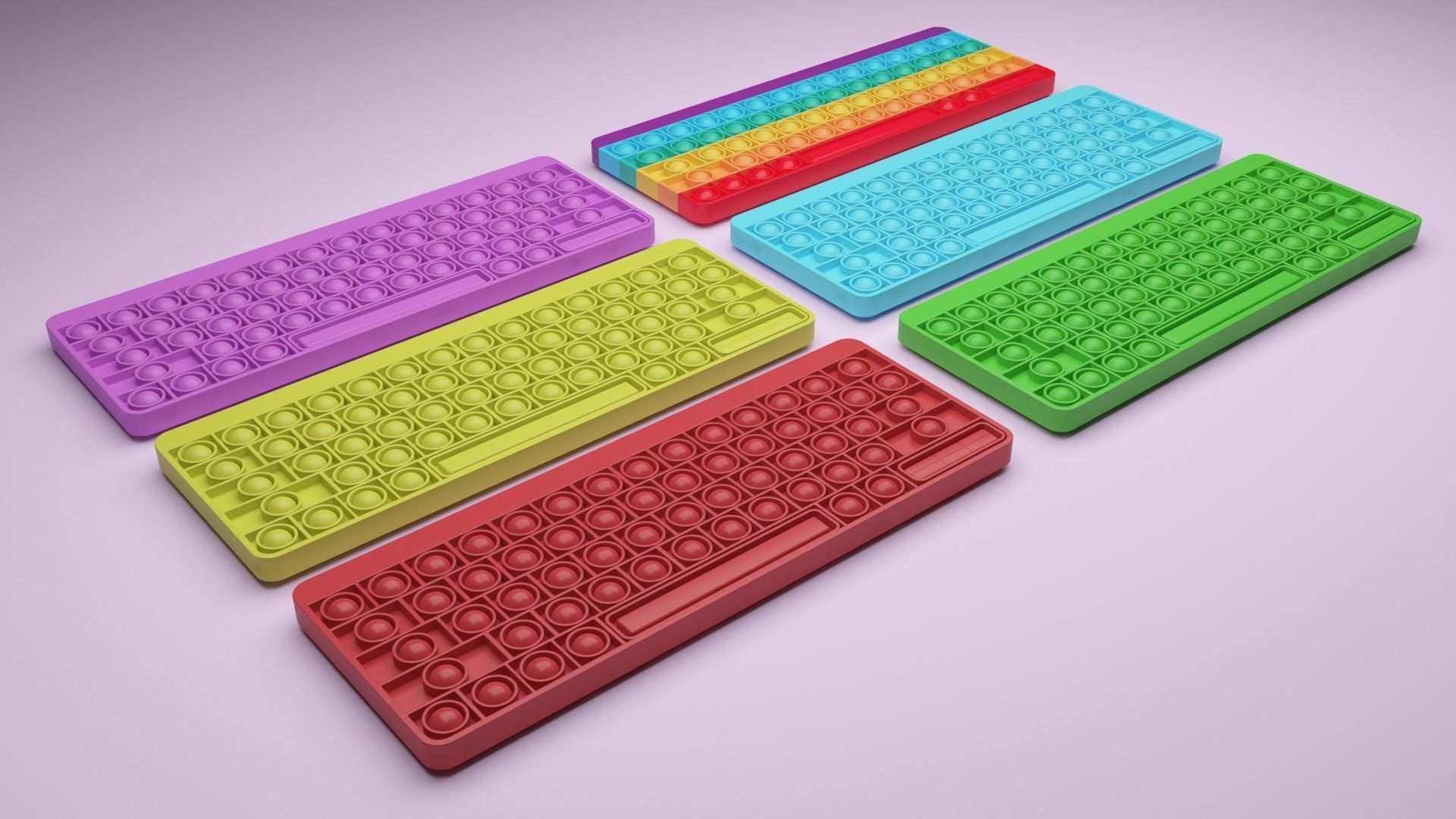 Keyboard Pop It Fidget Toys Set 3D model_28