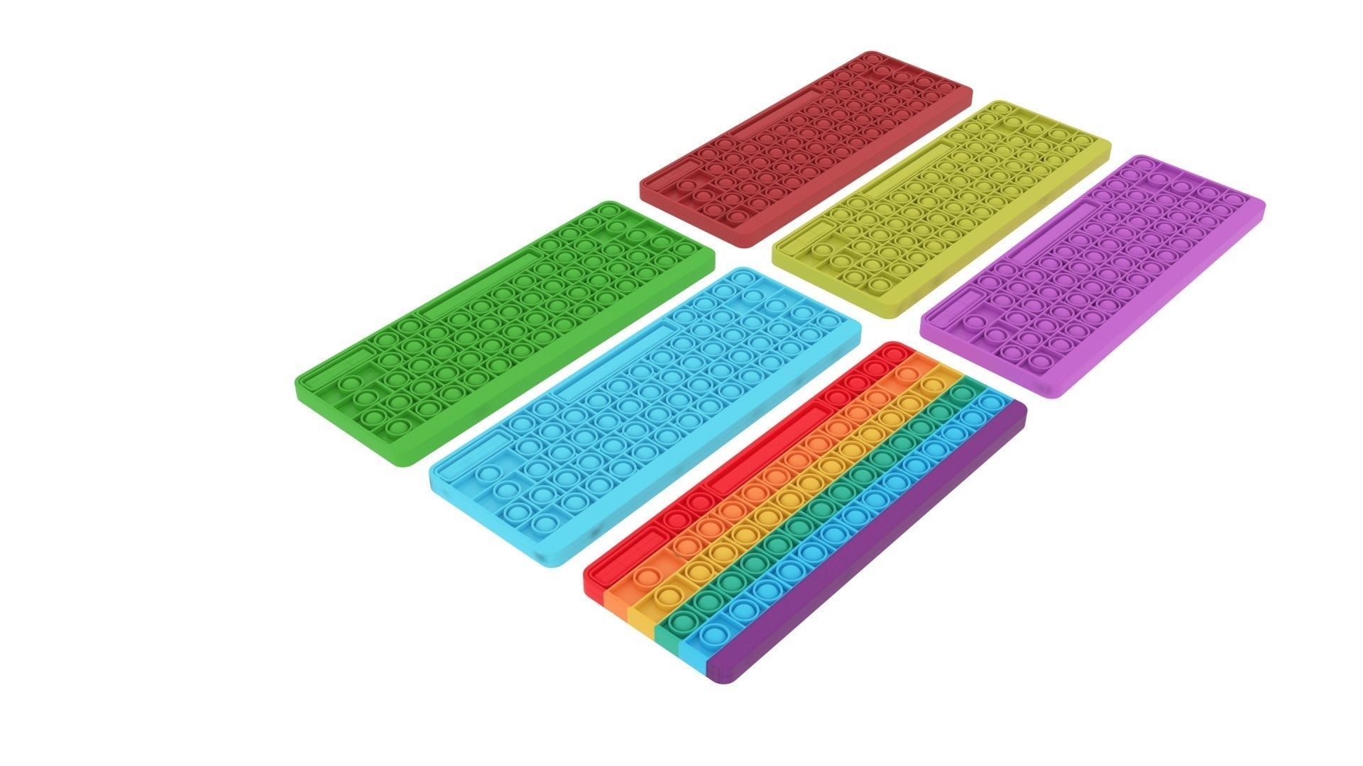 Keyboard Pop It Fidget Toys Set 3D model_3