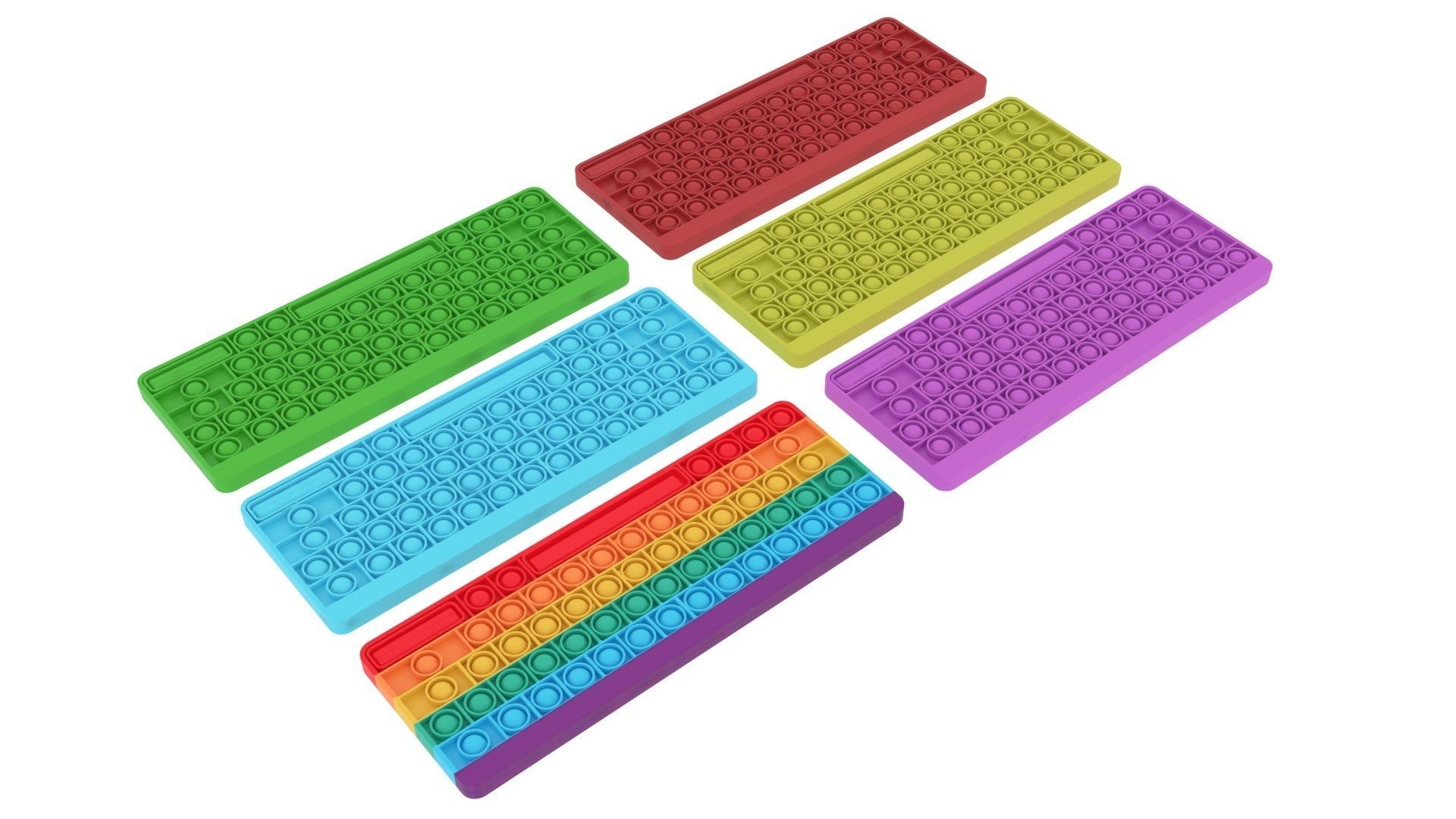 Keyboard Pop It Fidget Toys Set 3D model_2