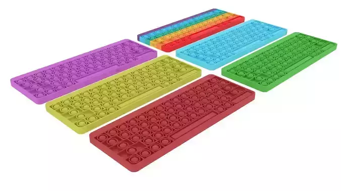 Keyboard Pop It Fidget Toys Set 3D model