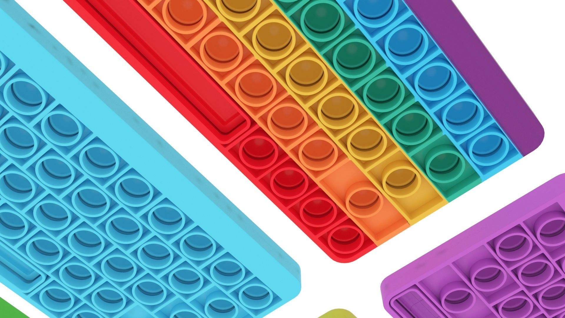 Keyboard Pop It Fidget Toys Set 3D model_8