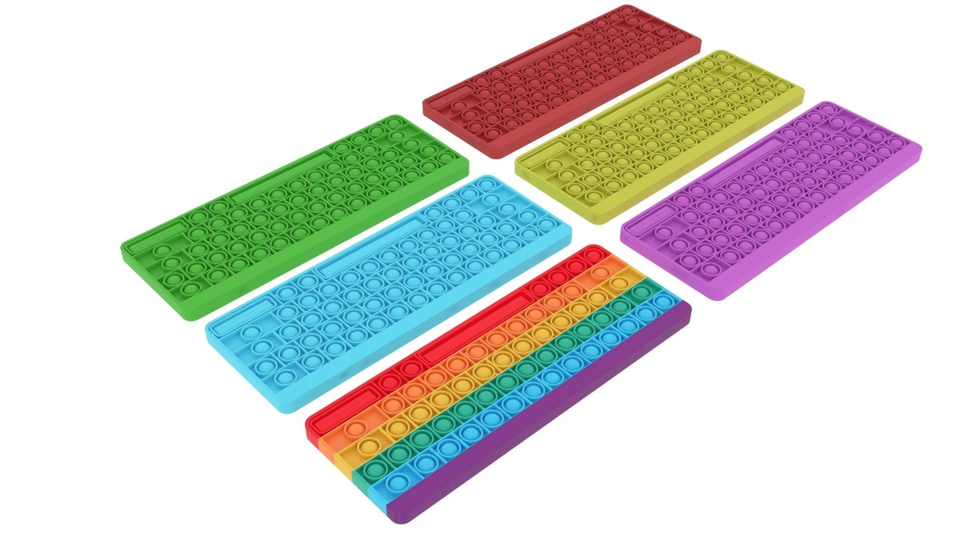 Keyboard Pop It Fidget Toys Set 3D model_5