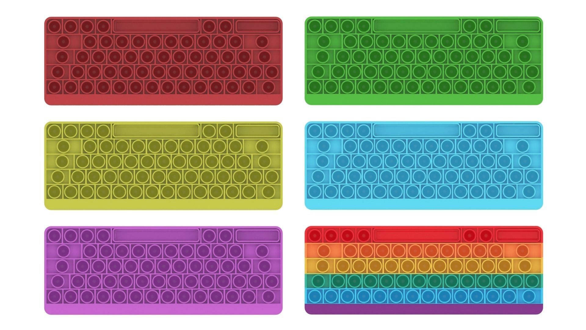 Keyboard Pop It Fidget Toys Set 3D model_14