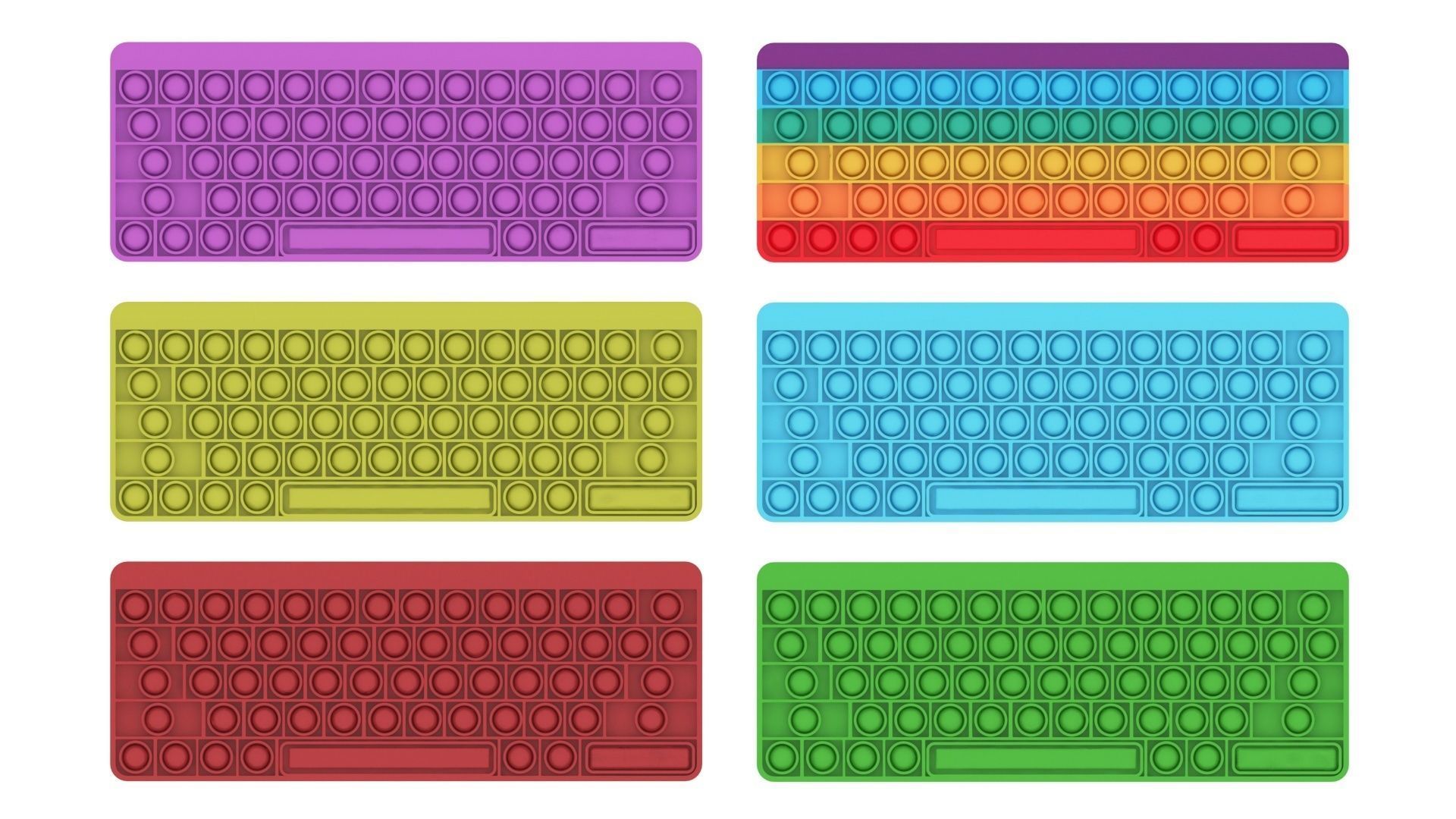 Keyboard Pop It Fidget Toys Set 3D model_12