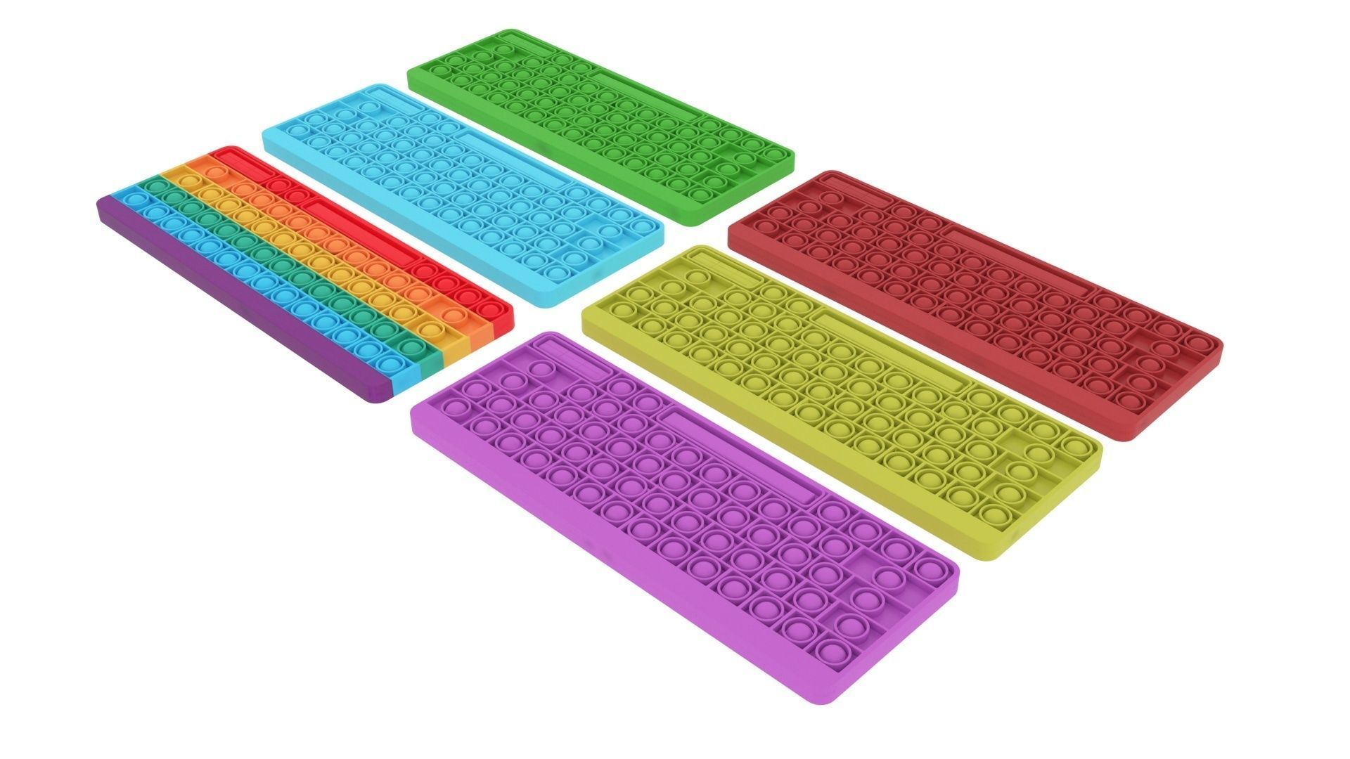 Keyboard Pop It Fidget Toys Set 3D model_4