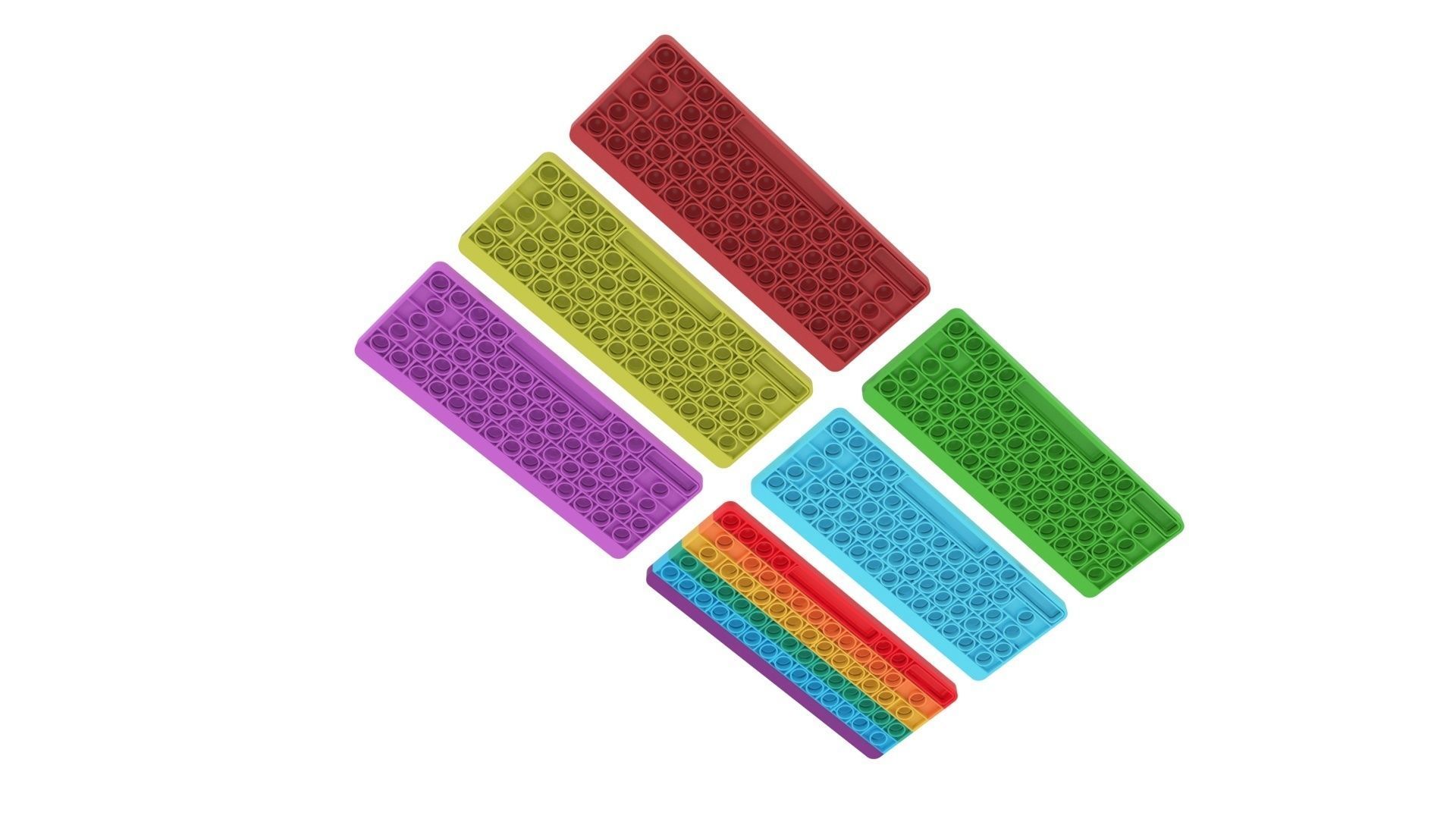 Keyboard Pop It Fidget Toys Set 3D model_7