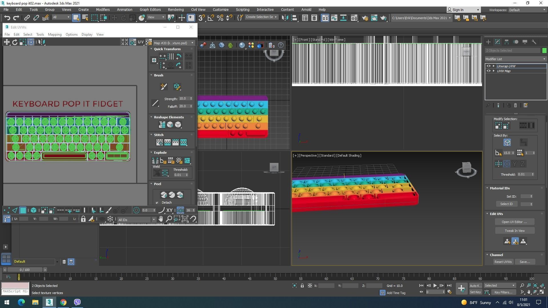 Keyboard Pop It Fidget Toys Set 3D model_30