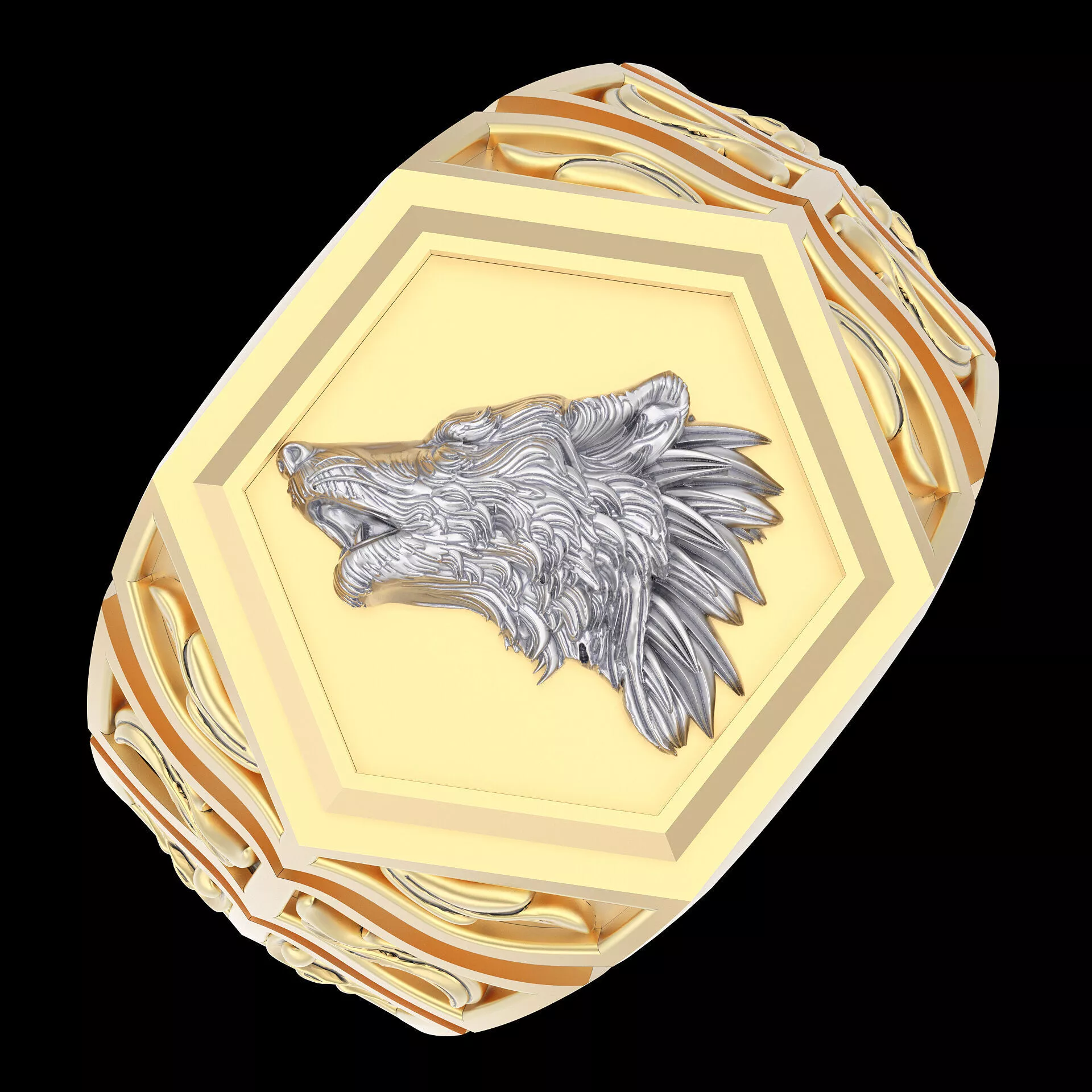 Wolf ring silver gold printable jewelry 3D model 3D print model