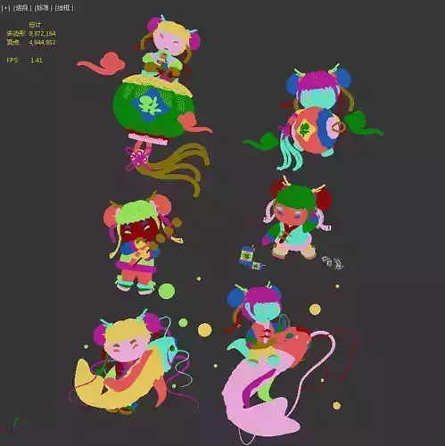 Chinese doll style traditional New Year elements