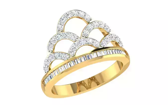 Solitaire Engagement Wedding Women Crown Rings 3D print model