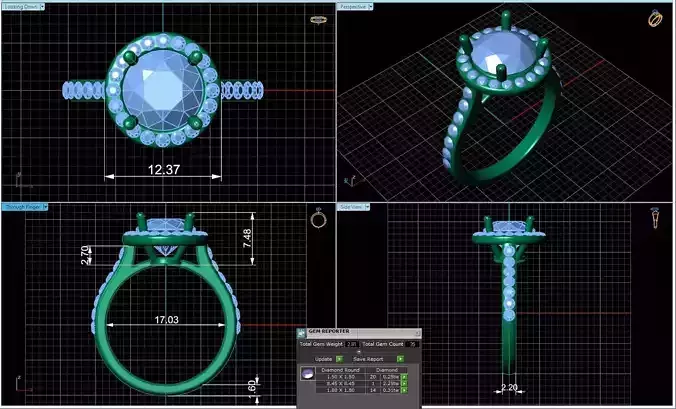 round halo engagement ring 