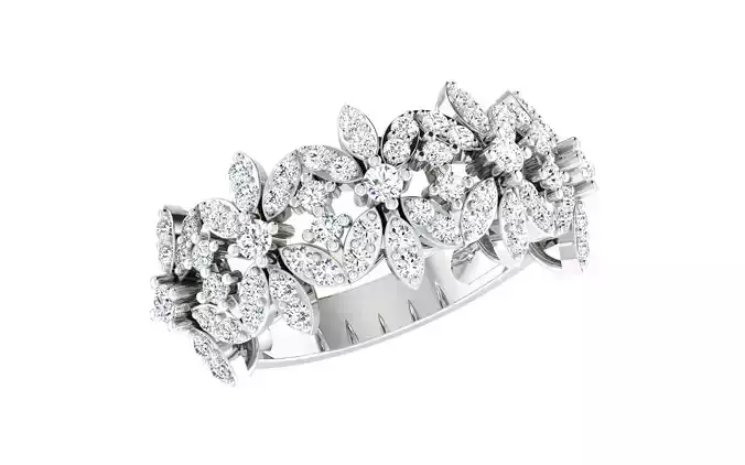 Solitaire Engagement Wedding Women Flower Band Ring  3D print model