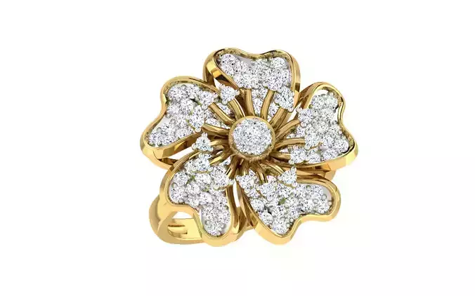 Solitaire Engagement Wedding Women Flower Ring  3D print model