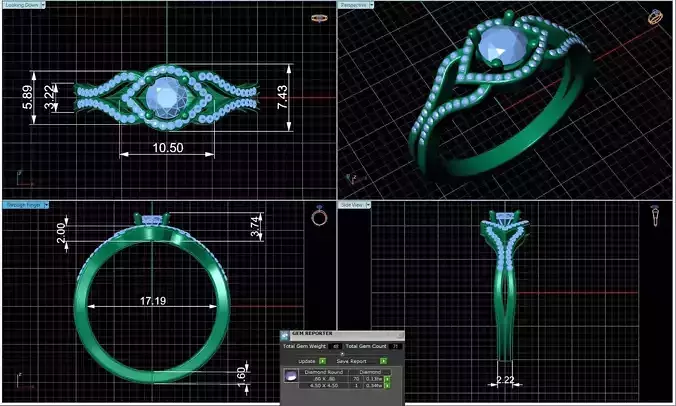 Vintage halo engagement ring with split shank