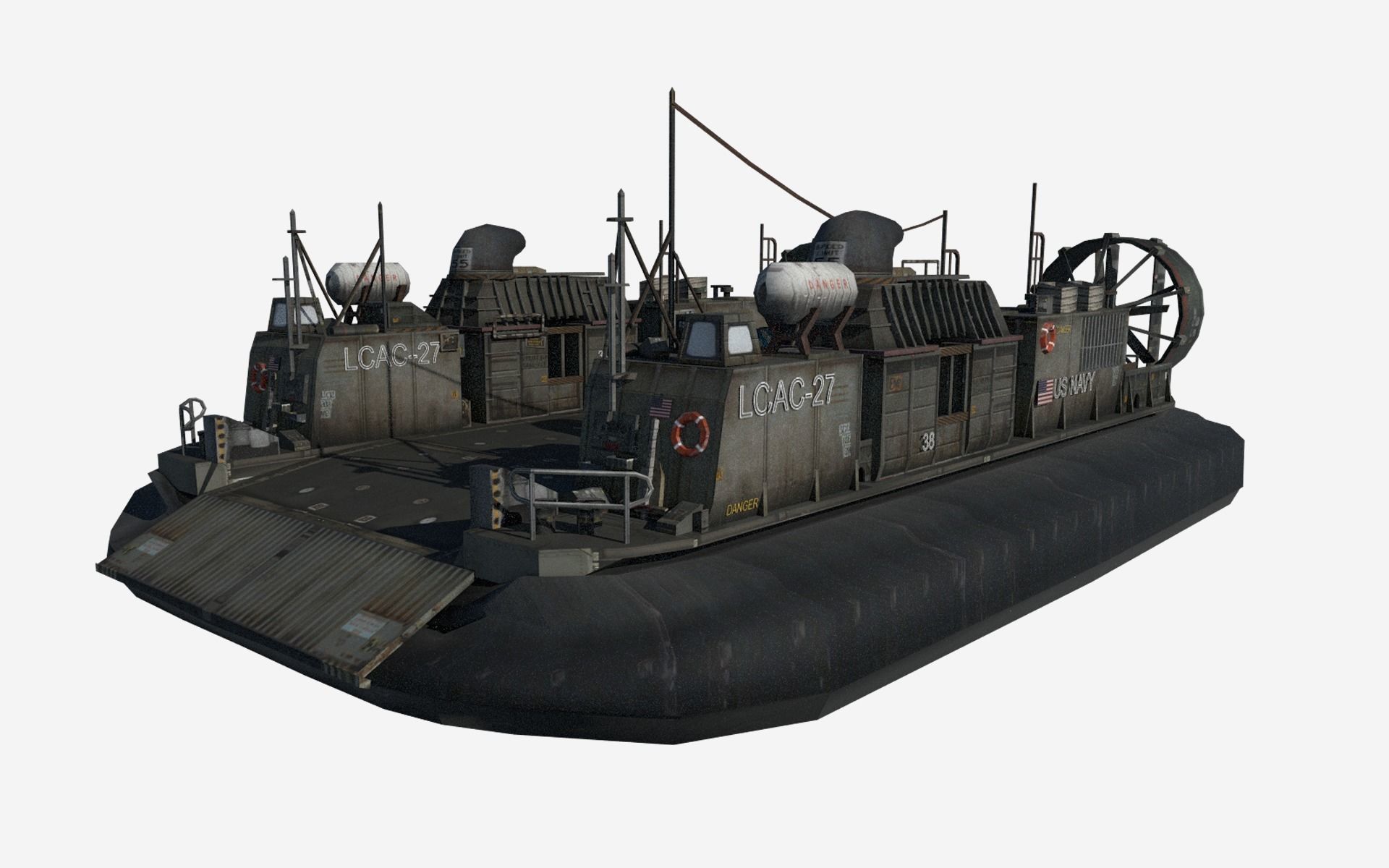 LCAC-27 Hovercraft Free low-poly 3D model_2