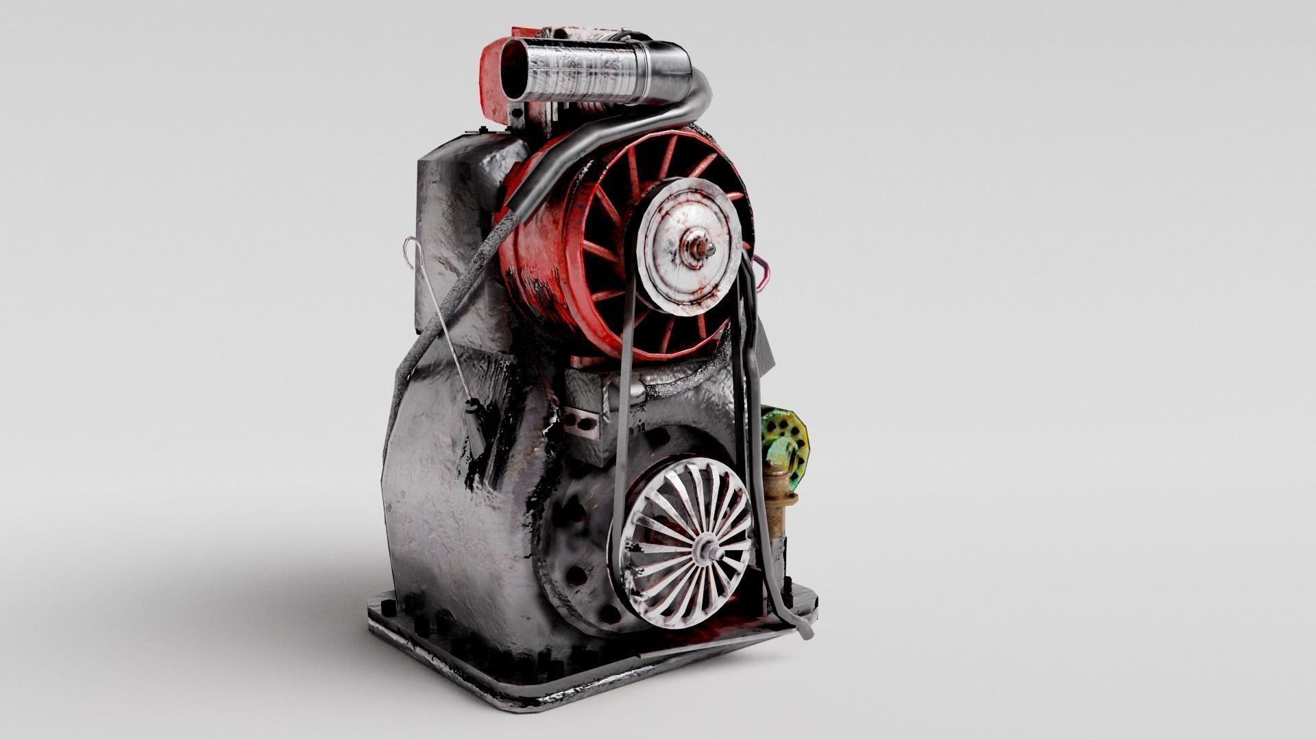 Old rusty vintage car engine vehicle part al5 Low-poly 3D model_4