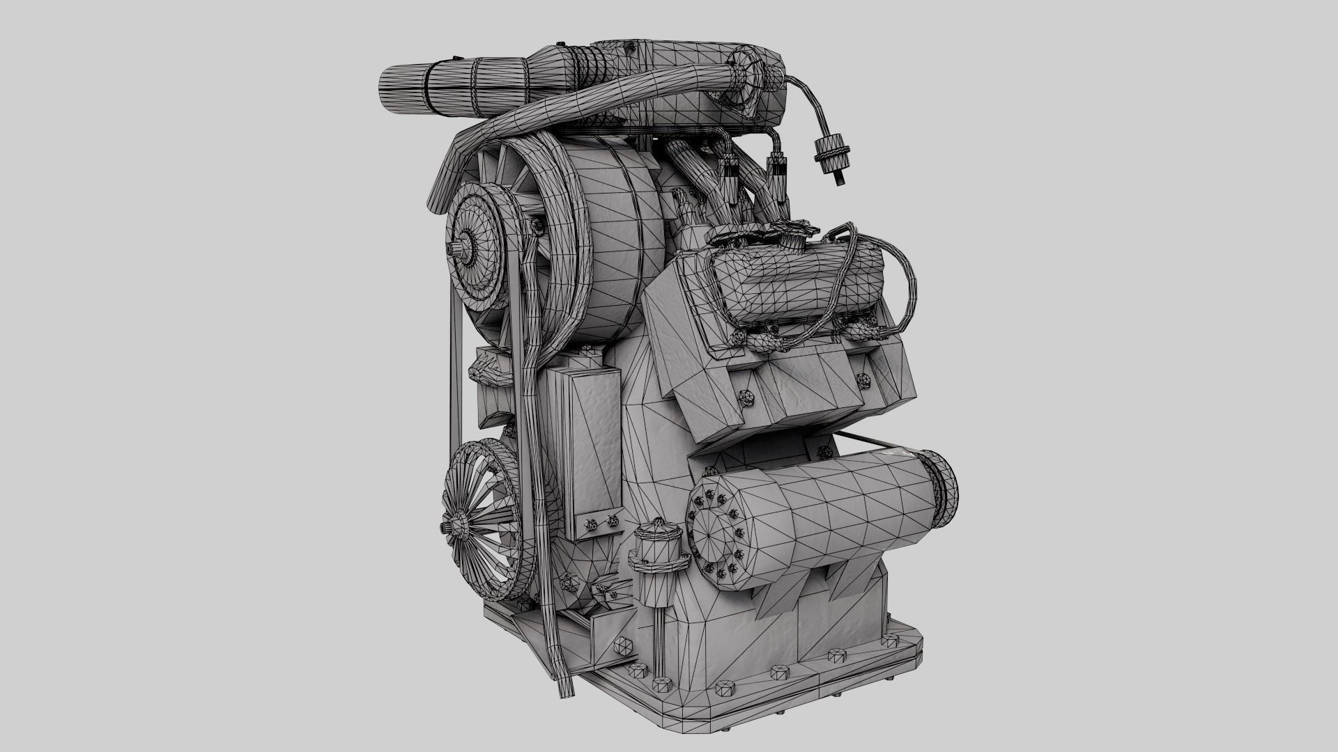 Old rusty vintage car engine vehicle part al5 Low-poly 3D model_13
