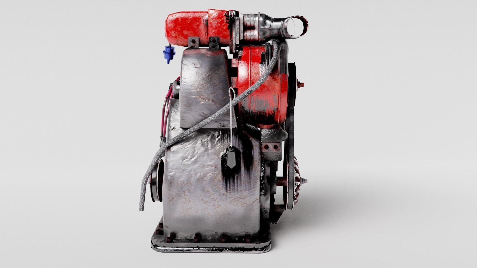 Old rusty vintage car engine vehicle part al5 Low-poly 3D model_3