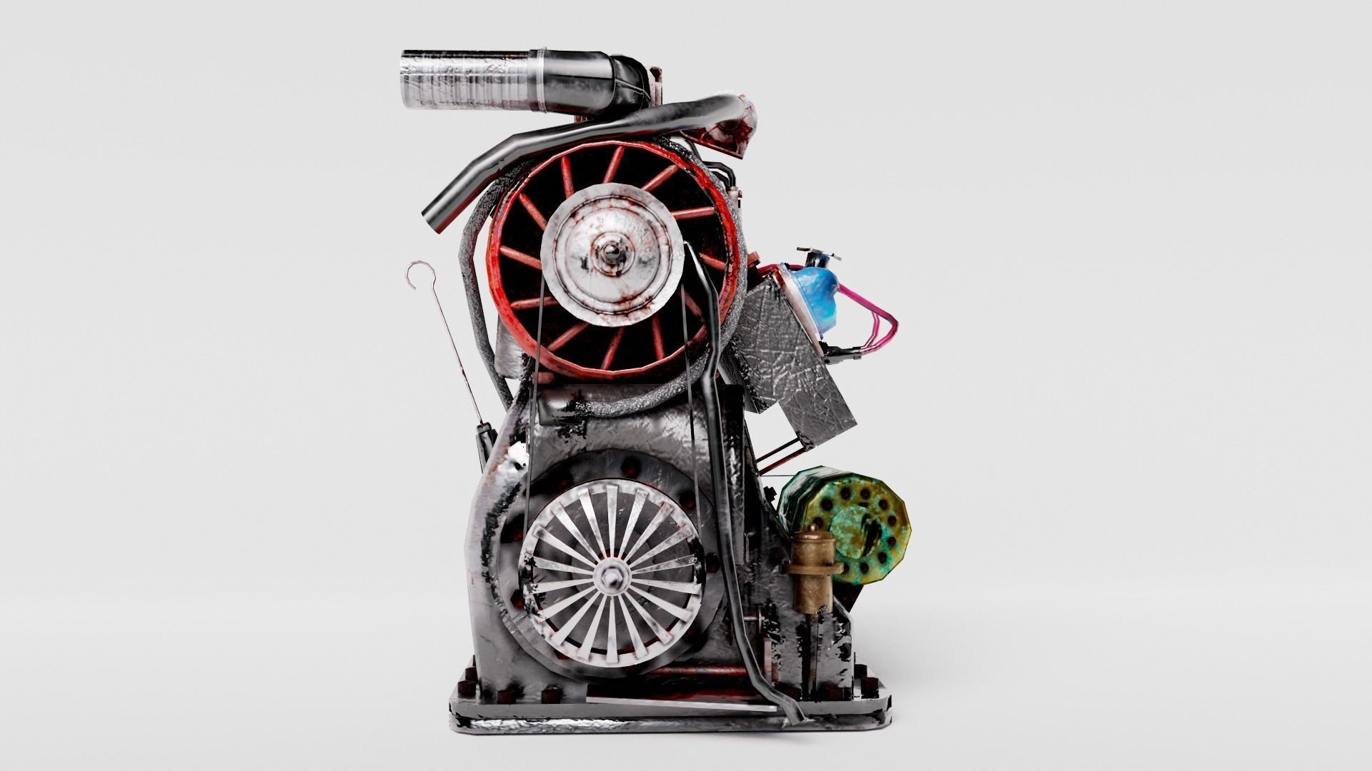 Old rusty vintage car engine vehicle part al5 Low-poly 3D model_5