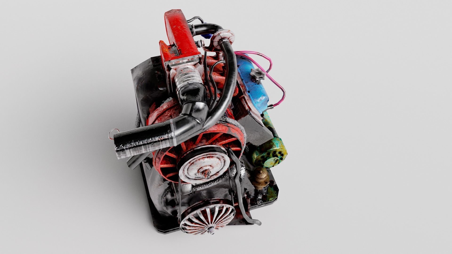 Old rusty vintage car engine vehicle part al5 Low-poly 3D model_7