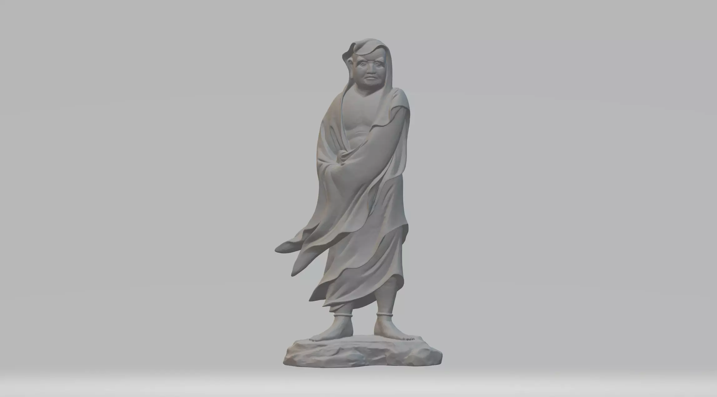 Beggar 3D Model statue of buddhist monk 3D print model_0
