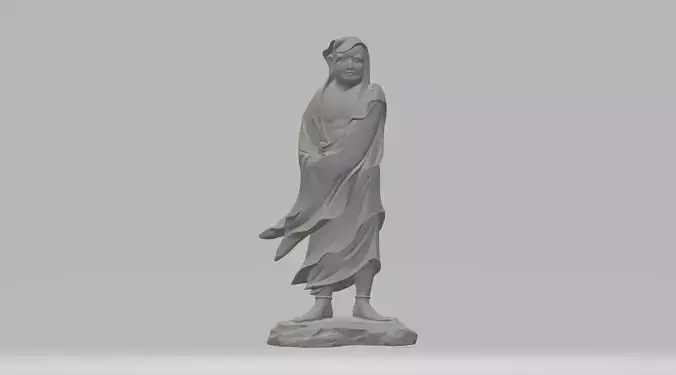 Beggar 3D Model statue of buddhist monk 3D print model