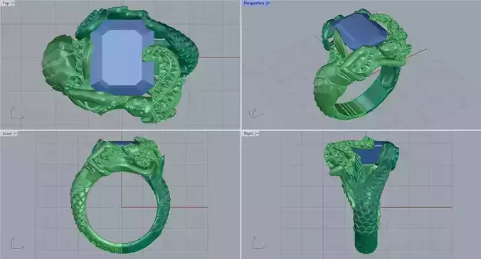 Emerald cut mermaid ring