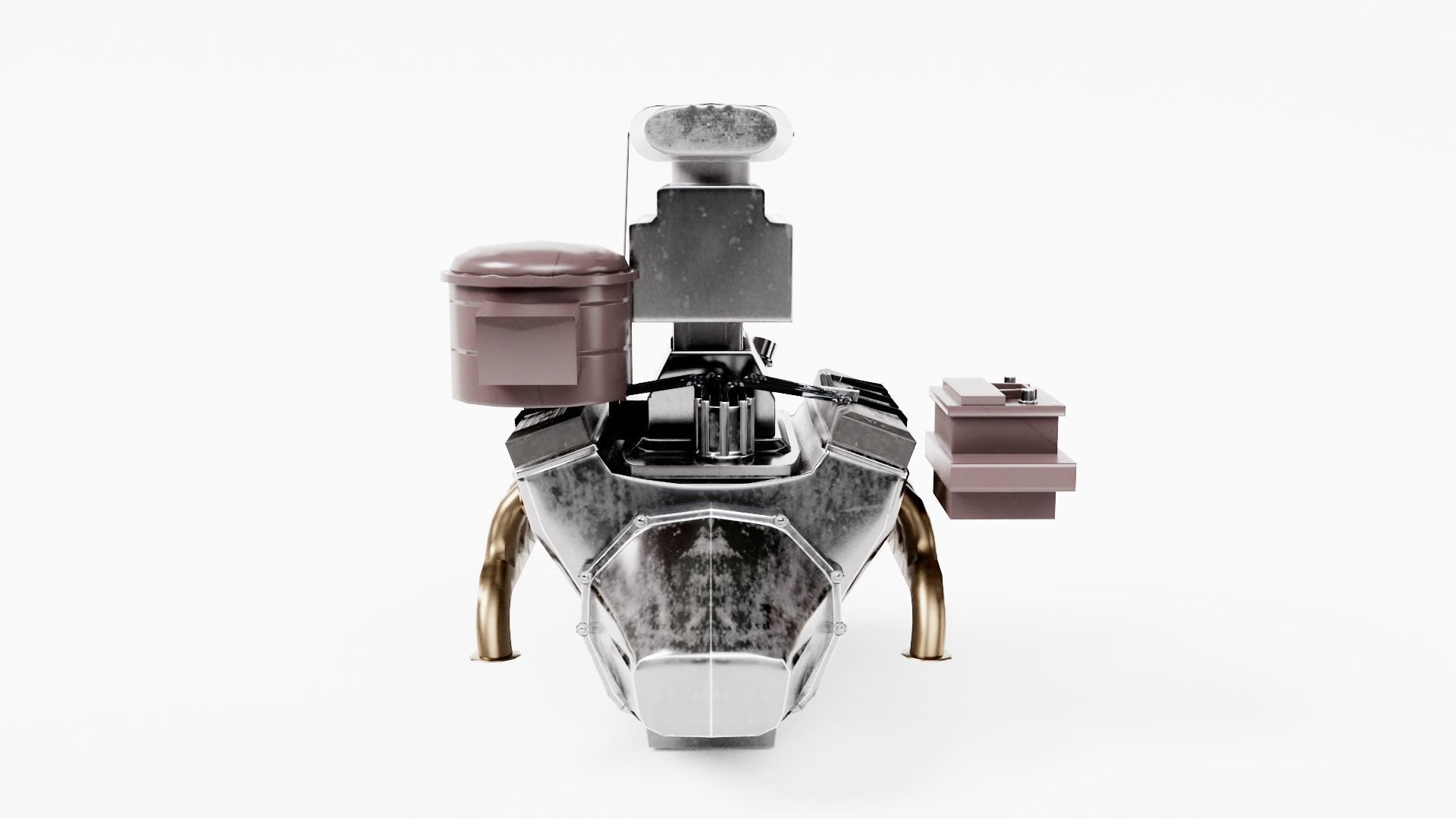 vintage car engine V8 turbocharged vehicle part da1 Low-poly 3D model_4