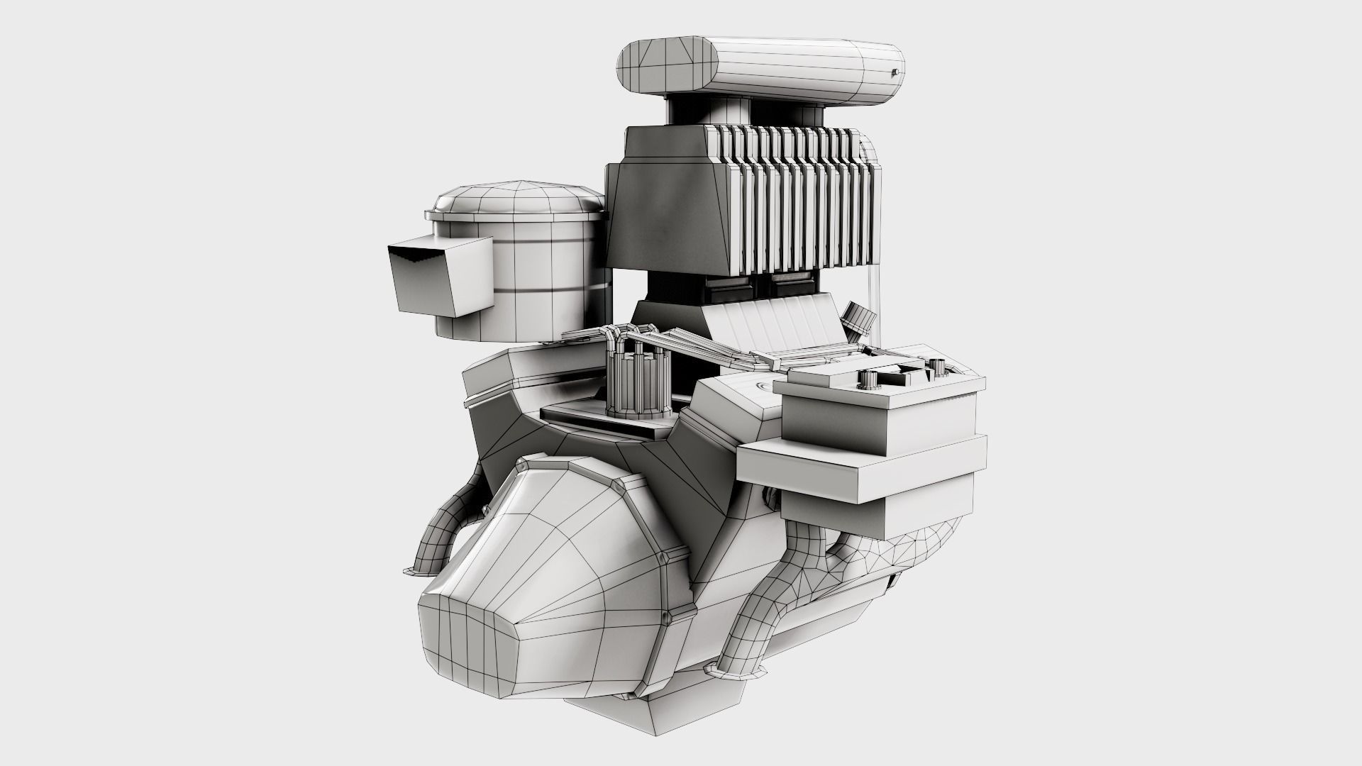 vintage car engine V8 turbocharged vehicle part da1 Low-poly 3D model_11